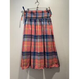 Nation LTD Size Medium Primrose Smocked Maxi Skirt Pink Plaid Print 80s Inspired